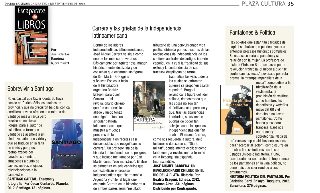 Página de Plaza Cultura de La Segunda con la columna 'Escaparate de Libros', 4 de septiembre de 2012