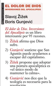 Portada de El dolor de Dios. Inversiones del Apocalipsis, de Slavoj Žižek y Boris Gunjević